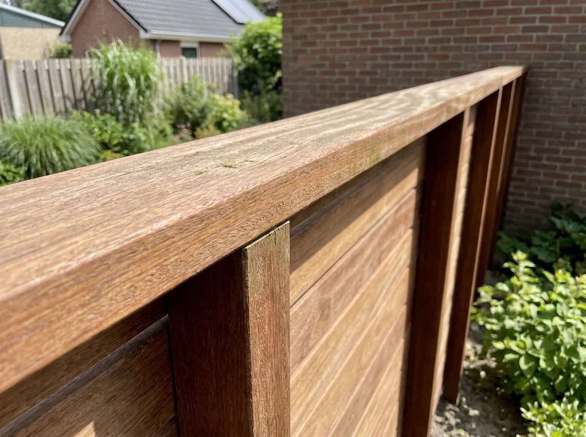 Ipe Zaunbretter mit einer passenden Abdeckleiste aus Hartholz als oberer Abschluss im Garten
