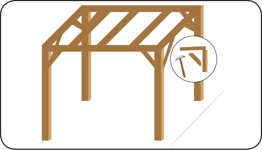 Holzstift durchstecken - mach eine Überdachung