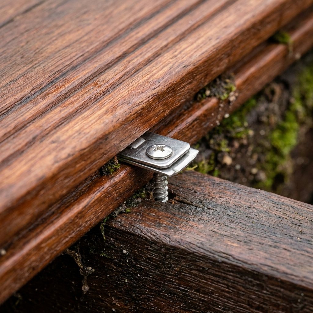 Terrassendielen mit Clips verlegen: Anleitung in 6 Schritten Holz Unterkonstruktion auf Stelzlagern passend für Terrassendielen mit Clips verlegen