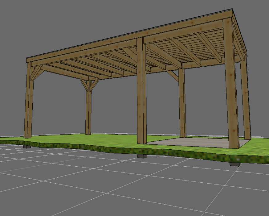 Hochwertiger Discount Carport aus solidem Eichenholz mit stabiler Dachkonstruktion im Gartenbereich