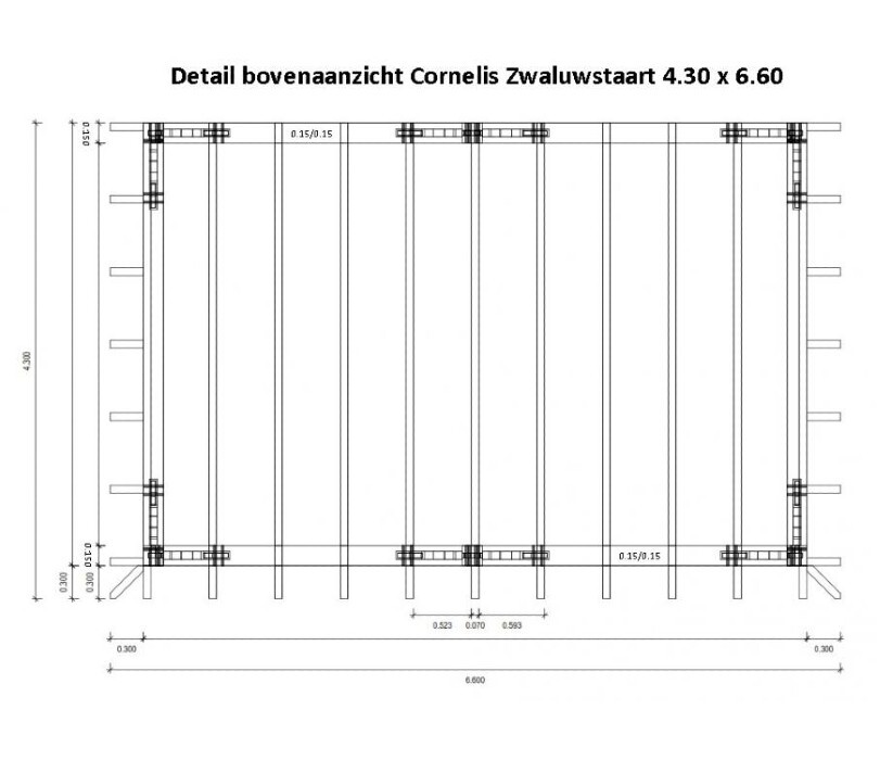 Detail Draufsicht Überdachung cornelis mit Schwalbenschwanz