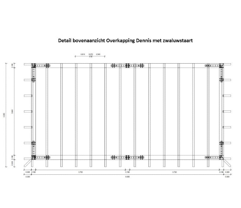 Detail Draufsicht Überdachung dennis mit Schwalbenschwanz