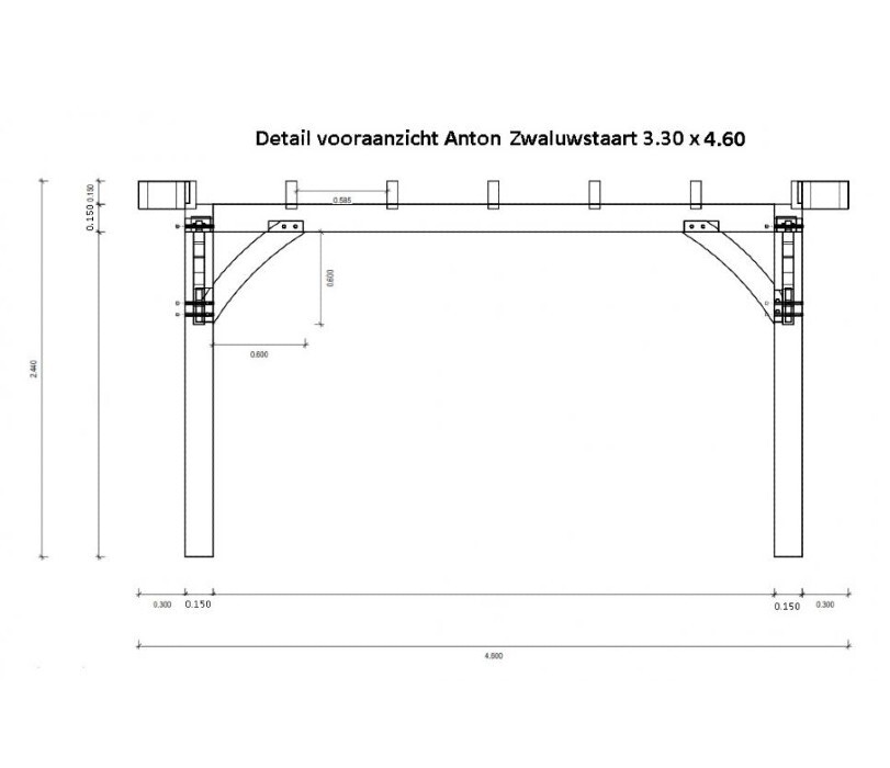 Detail Vorderansicht Überdachung anton Schwalbenschwanz