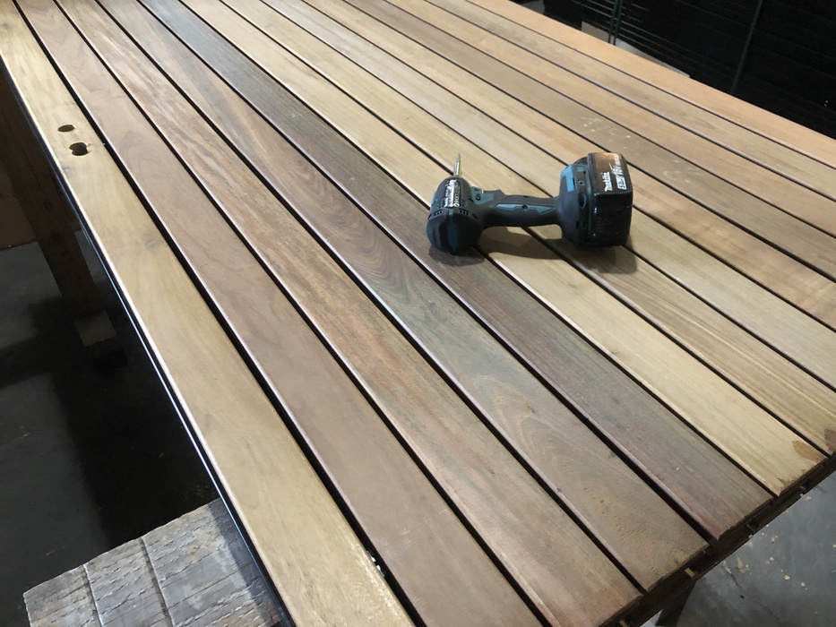 Ipe lamellen modernes Tor - 7.0 cm Lamellen - 2 Seiten Holz