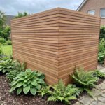 Ipe Zaun 5 cm Lamellen, Ecke mit schmaler 5 mm Fuge