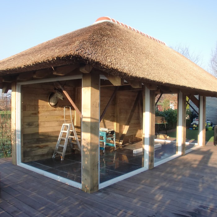 Carport Eichenholz Fachdach mit Satteldach